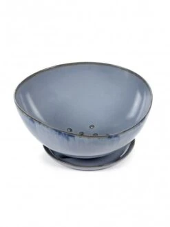 Serax Terres De Rêves Vergiet L ø 23,5 Cm Met Schaal ø 16 Cm Stoneware Blauw