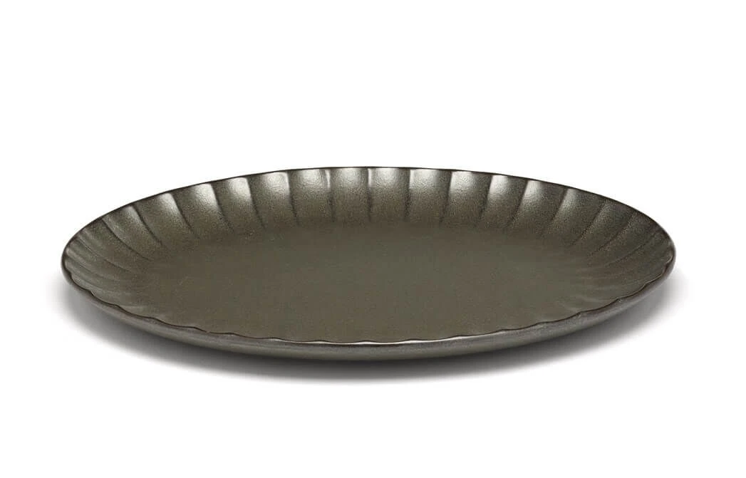 Serax INKU By Sergio Herman Bord Ovaal S 25 X 17,5 Cm H 1,7 Cm Aardewerk Groen