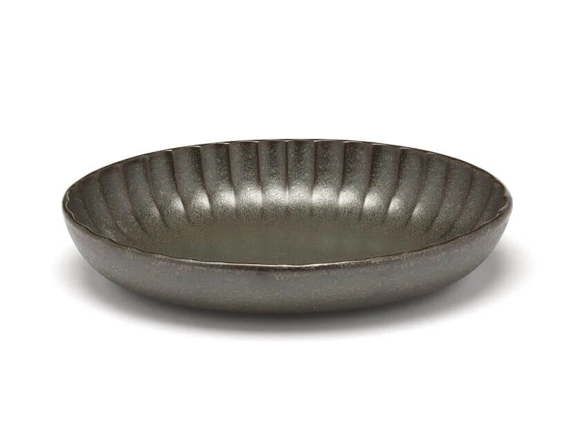 Serax INKU by Sergio Herman serveerschaal ovaal 19 x 13 cm h 3,7 cm aardewerk groen Serax INKU By Sergio Herman Serveerschaal Ovaal 19 X 13 Cm H 3,7 Cm Aardewerk Groen -Serax b5120247g 1