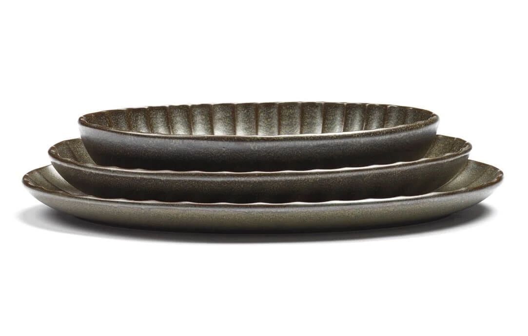 Serax INKU by Sergio Herman serveerschaal ovaal 19 x 13 cm h 3,7 cm aardewerk groen Serax INKU By Sergio Herman Serveerschaal Ovaal 19 X 13 Cm H 3,7 Cm Aardewerk Groen -Serax b5120247gs3 1 1