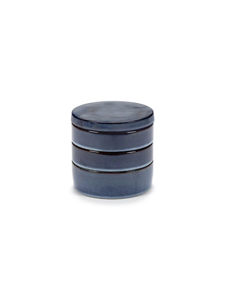 Serax Pure kommenset met deksel ø 14 cm h 15 cm keramiek Dark Blue Glazed 3-delig Serax Pure Kommenset Met Deksel ø 14 Cm H 15 Cm Keramiek Dark Blue Glazed 3-delig -Serax b5120412d m2 1