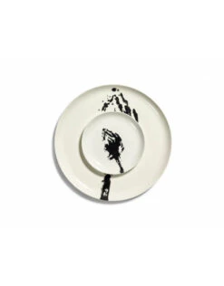 Serax Feast By Ottolenghi Bord S ø 19 Cm H 2 Cm Aardewerk White + Artichoke Black -Serax b8921004sgbov