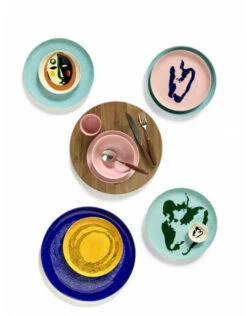 Serax Feast By Ottolenghi Kom S ø 15 Cm H 7 Cm Aardewerk Delicious Pink + Swirl-Stripes Blue -Serax b8921009ds7