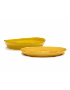 Serax Feast By Ottolenghi Serveerschaal S ø 30 Cm H 6 Cm Aardewerk Sunny Yellow + Swirl Dots Black -Serax b8921013ggsv