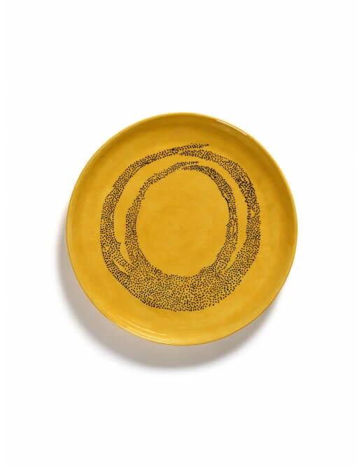 Serax Feast by Ottolenghi serveerschaal M ø 34 cm h 4 cm aardewerk Sunny Yellow + Swirl Dots Black Serax Feast By Ottolenghi Serveerschaal M ø 34 Cm H 4 Cm Aardewerk Sunny Yellow + Swirl Dots Black -Serax b8921016gs1