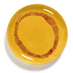 Serax Feast By Ottolenghi Bord S ΓΈ 19 Cm H 2 Cm Aardewerk Sunny Yellow + Swirl-Stripes Red