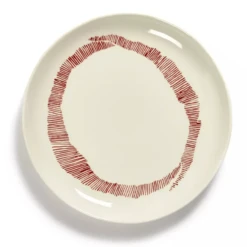 Serax Feast By Ottolenghi Bord S ΓΈ 19 Cm H 2 Cm Aardewerk White + Swirl-Stripes Red