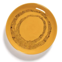Serax Feast By Ottolenghi Bord XS ΓΈ 16 Cm H 2 Cm Aardewerk Sunny Yellow + Swirl-Dots Black