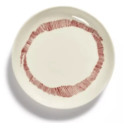 Serax Feast By Ottolenghi Bord XS ΓΈ 16 Cm H 2 Cm Aardewerk White + Swirl-Stripes Red