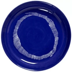 Serax Feast By Ottolenghi Hoog Bord ΓΈ 22 Cm H 4 Cm Aardewerk Lapis Lazuli + Swirl-Stripes White