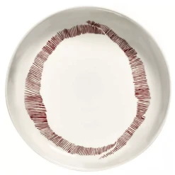 Serax Feast By Ottolenghi Hoog Bord ΓΈ 22 Cm H 4 Cm Aardewerk White + Swirl-Stripes Red