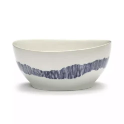 Serax Feast By Ottolenghi Kom S ΓΈ 15 Cm H 7 Cm Aardewerk White + Swirl-Stripes Blue