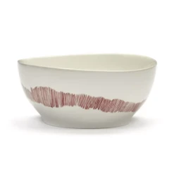 Serax Feast By Ottolenghi Kom S ΓΈ 15 Cm H 7 Cm Aardewerk White + Swirl-Stripes Red