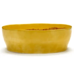 Serax Feast By Ottolenghi Saladekom ΓΈ 27,5 Cm H 9,5 Cm Aardewerk Sunny Yellow + Swirl-Stripes Red