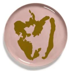 Serax Feast By Ottolenghi Serveerbord ΓΈ 35 Cm H 2 Cm Aardewerk Delicious Pink + Pepper Gold